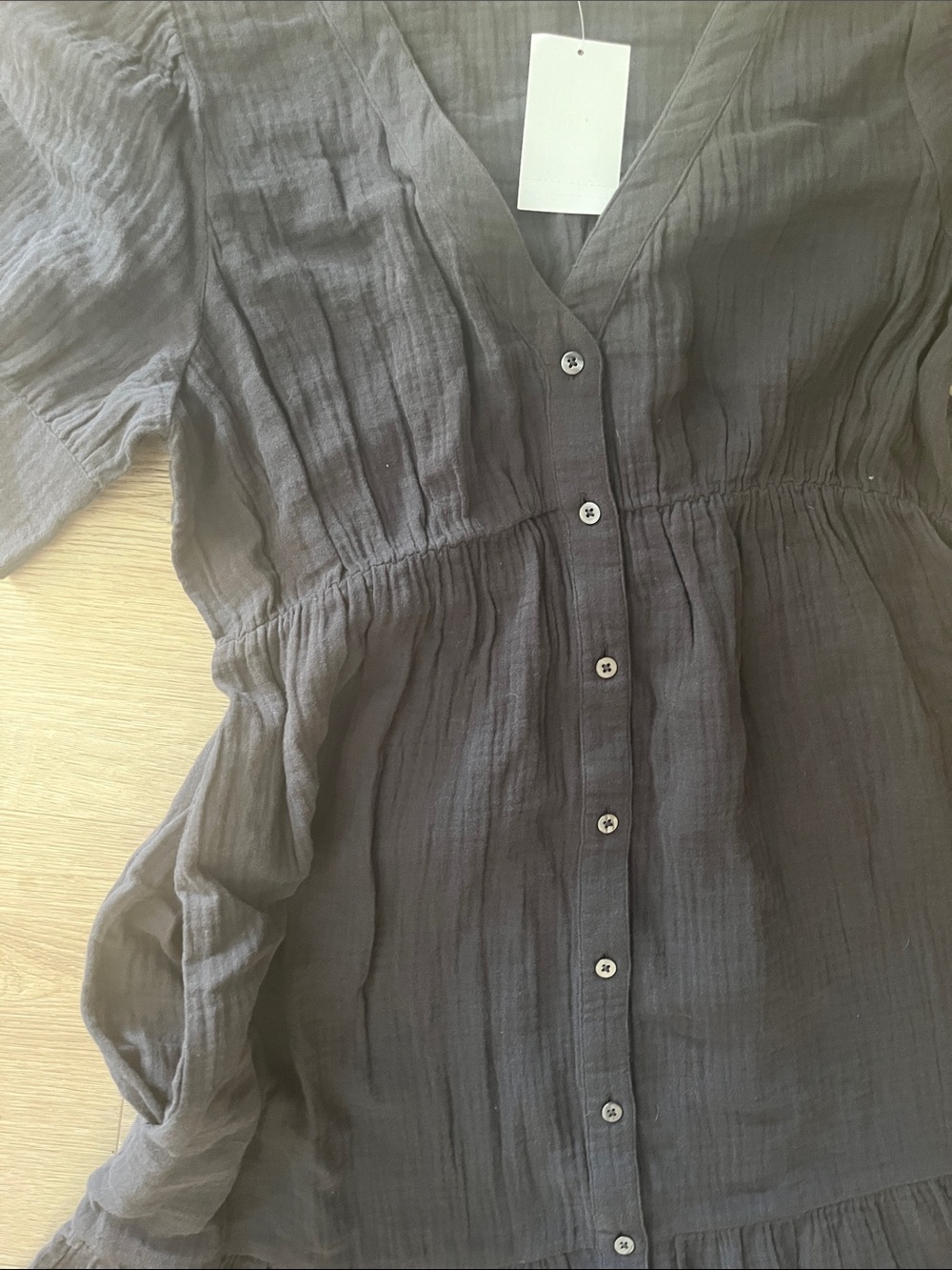 Madewell grey Button-Front Midi Dress with Tiered Skirt - Picture 2 of 6